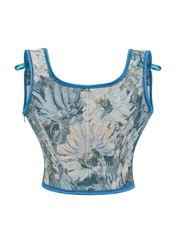 Bustier bleu à fleurs avec lacets Alina (vue réelle, dos) Bustier bleu à fleurs avec lacets Alina (vue réelle, dos)