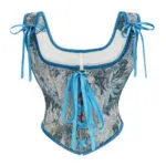 Bustier bleu à fleurs avec lacets Alina (vue réelle, face)