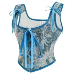 Bustier bleu à fleurs avec lacets Alina (vue réelle, profil)