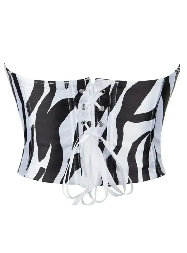 Bustier noir et blanc Zèbre (vue réelle, dos) Bustier noir et blanc Zèbre (vue réelle, dos)