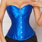 Corset bleu en satin Iris (avant) Corset bleu en satin Iris (avant)