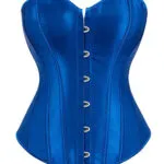Corset bleu en satin Iris (vue réelle, avant)