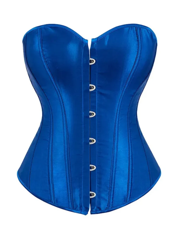 Corset bleu en satin Iris (vue réelle, avant) Corset bleu en satin Iris (vue réelle, avant)