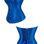 Corset bleu en satin Iris (vue réelle, profil et dos)