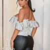 Corset de soirée blanc avec épaules en satin Marigold (dos) Corset de soirée blanc avec épaules en satin Marigold (dos)