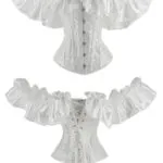 Corset de soirée blanc avec épaules en satin (vue réelle) Corset de soirée blanc avec épaules en satin (vue réelle)