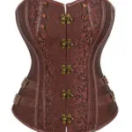 Corset gothique chic marron Hazel (vue réelle, face)