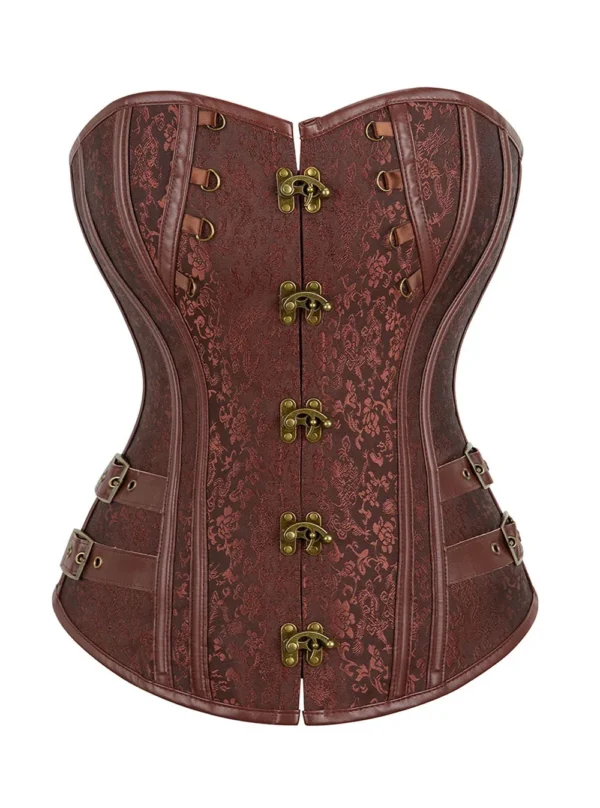 Corset gothique chic marron Hazel (vue réelle, face) Corset gothique chic marron Hazel (vue réelle, face)