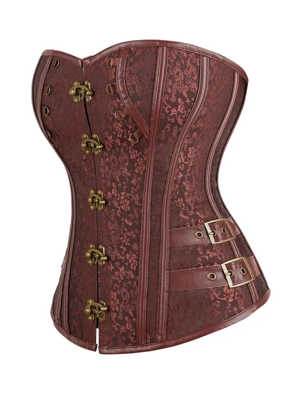Corset gothique chic marron Hazel (vue réelle, profil) Corset gothique chic marron Hazel (vue réelle, profil)