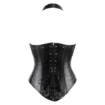 Corset serre taille en cuir à bretelles Nubia (vue réelle dos)