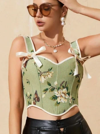 bustier vert kaki à fleurs Anaïs bustier vert kaki à fleurs Anaïs