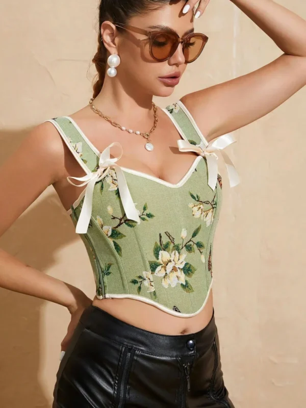 bustier vert kaki à fleurs Anaïs (profil) bustier vert kaki à fleurs Anaïs (profil)