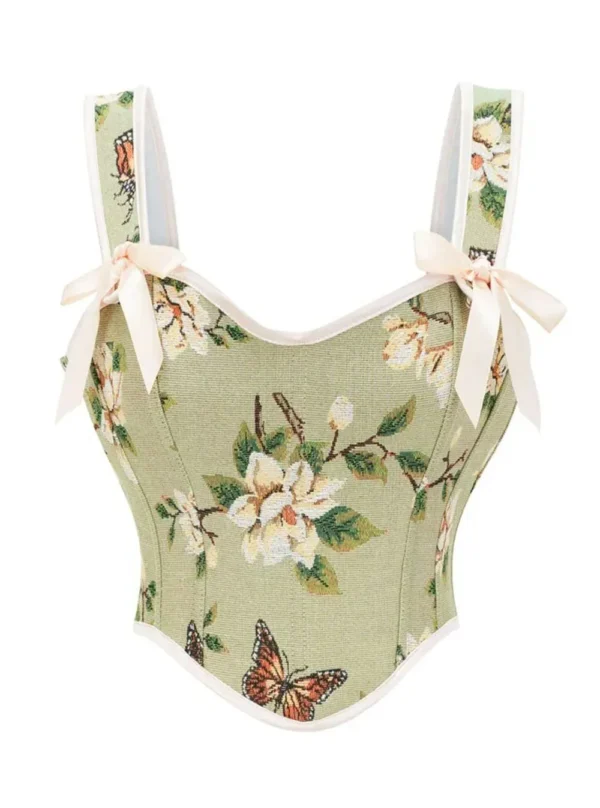bustier vert kaki à fleurs Anaïs (vue réelle) bustier vert kaki à fleurs Anaïs (vue réelle)