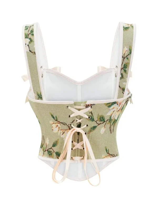 bustier vert kaki à fleurs Anaïs (vue réelle, dos) bustier vert kaki à fleurs Anaïs (vue réelle, dos)