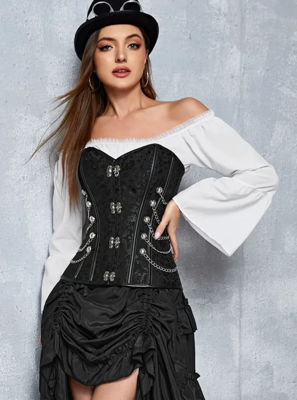 corset steampunk noir à chaines Selene corset steampunk noir à chaines Selene