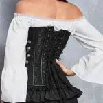 corset steampunk noir à chaines Selene (dos) corset steampunk noir à chaines Selene (dos)