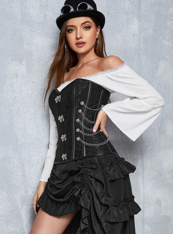 corset steampunk noir à chaines Selene (profil) corset steampunk noir à chaines Selene (profil)