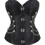 corset steampunk noir à chaines Selene (vue réelle, face) corset steampunk noir à chaines Selene (vue réelle, face)