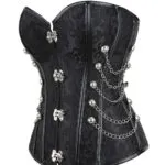 corset steampunk noir à chaines Selene (vue réelle, profil) corset steampunk noir à chaines Selene (vue réelle, profil)