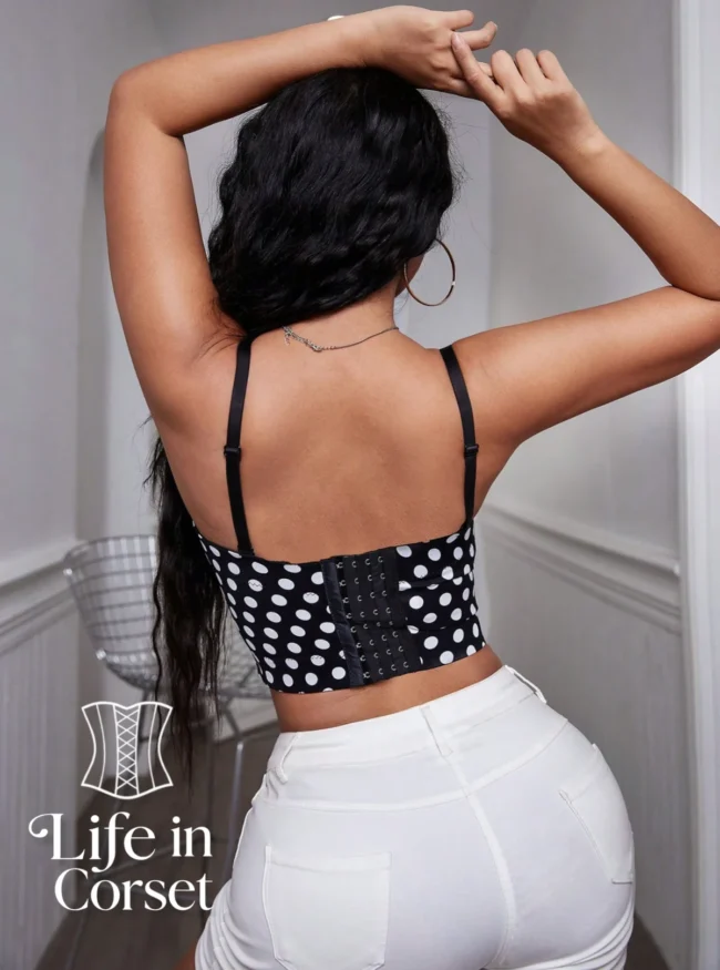 Bustier noir à pois blancs Freyja (dos)