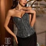 Corset noir brillant à sequins Lumilla