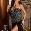 Corset noir brillant à sequins Lumilla (profil) Corset noir brillant à sequins Lumilla (profil)