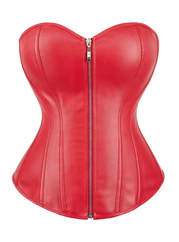Corset rouge en cuir à fermeture éclair (5) Corset rouge en cuir à fermeture éclair (5)