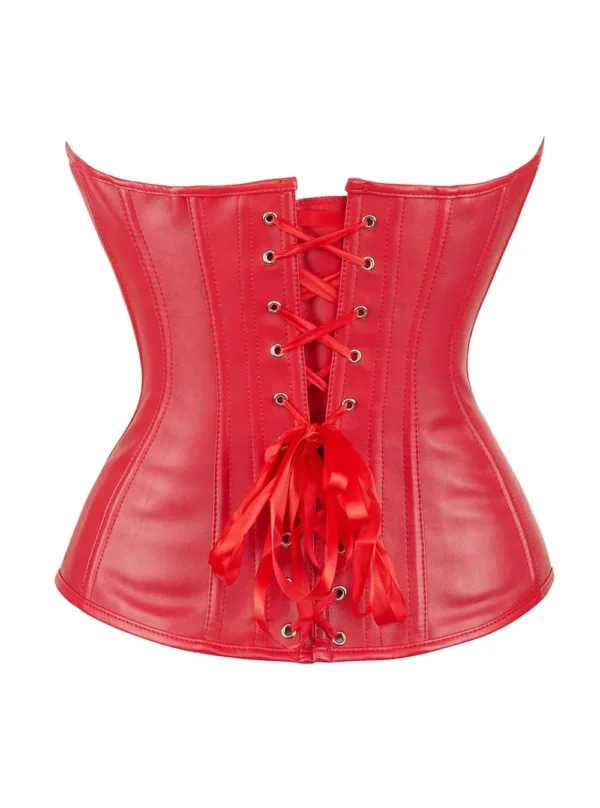 Corset rouge en cuir à fermeture éclair (6) Corset rouge en cuir à fermeture éclair (6)
