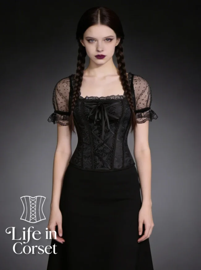 Bustier corset gothique en dentelle noire Luneth Bustier corset gothique en dentelle noire Luneth