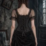 Bustier corset gothique en dentelle noire Luneth (vue dos) Bustier corset gothique en dentelle noire Luneth