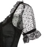 Bustier corset gothique en dentelle noire manches transparentes à pois (3) Bustier corset gothique en dentelle noire manches transparentes à pois (3)