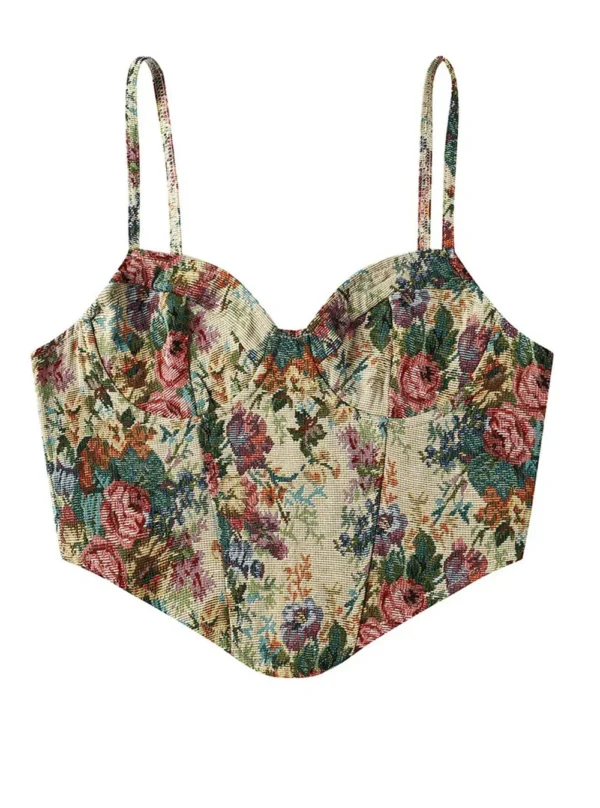 Bustier femme beige à fleurs délicates Laelia (3)