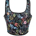Bustier noir à fleurs corset Courtisane (10) Bustier noir à fleurs corset Courtisane (10)