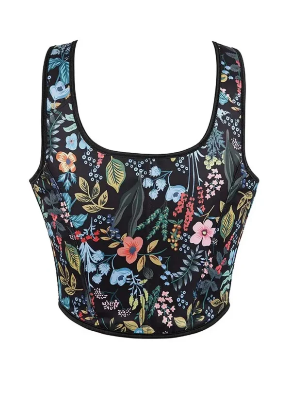 Bustier noir à fleurs corset Courtisane (10) Bustier noir à fleurs corset Courtisane (10)