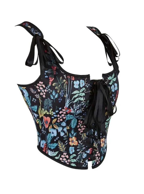 Bustier noir à fleurs corset Courtisane (11) Bustier noir à fleurs corset Courtisane (11)
