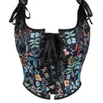 Bustier noir à fleurs corset Courtisane (12) Bustier noir à fleurs corset Courtisane (12)