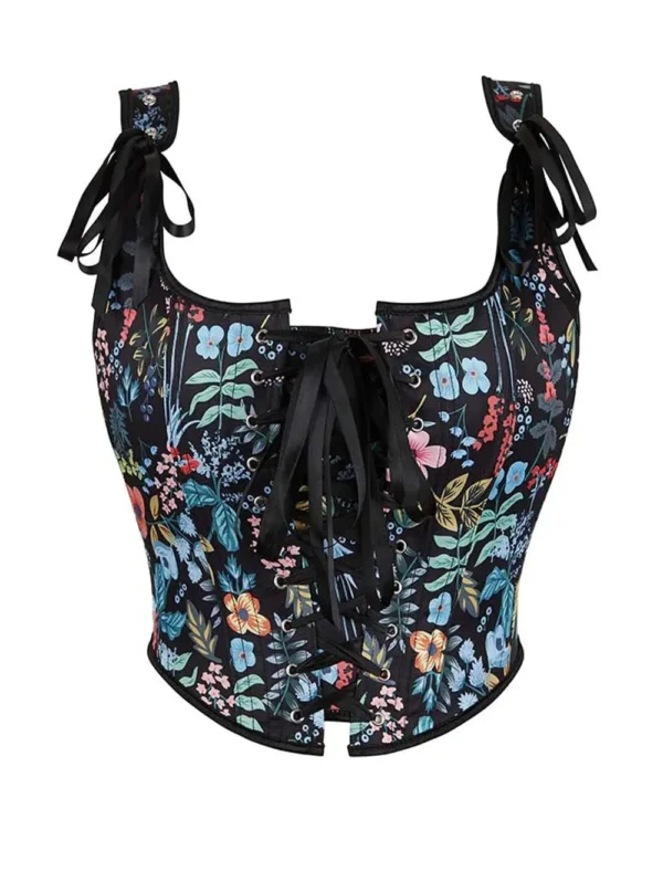 Bustier noir à fleurs corset Courtisane (12) Bustier noir à fleurs corset Courtisane (12)