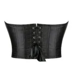 Bustier noir en satin découpe coeur sans bretelles (3) Bustier noir en satin découpe coeur sans bretelles (3)
