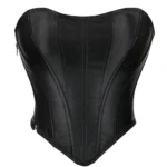 Bustier noir en satin découpe coeur sans bretelles (4) Bustier noir en satin découpe coeur sans bretelles (4)