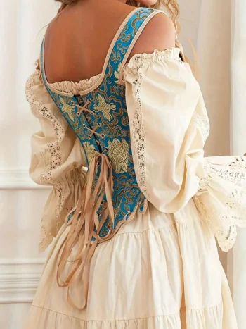 Corset bleu royal avec dorures Duchesse (2)