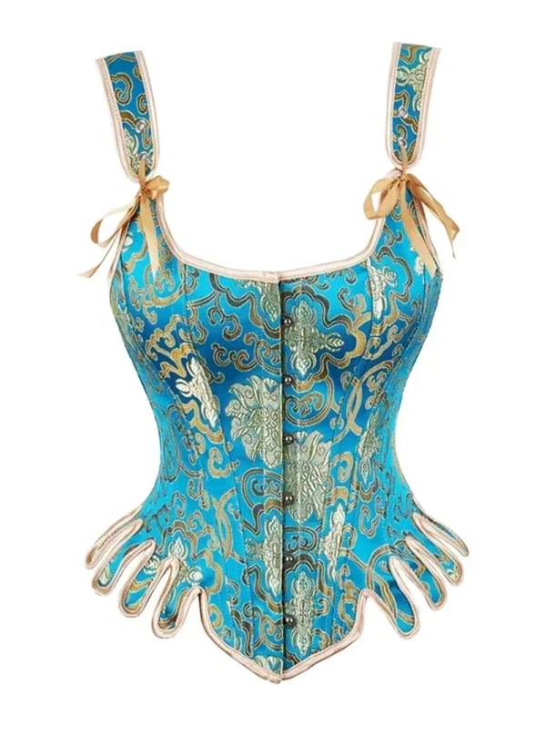 Corset bleu royal avec dorures Duchesse (6) Corset bleu royal avec dorures Duchesse (6)