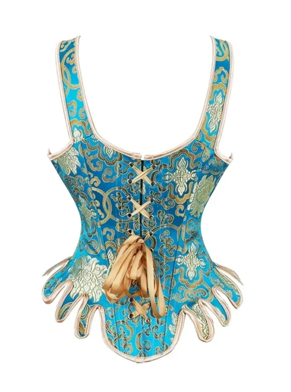 Corset bleu royal avec dorures Duchesse (7) Corset bleu royal avec dorures Duchesse (7)