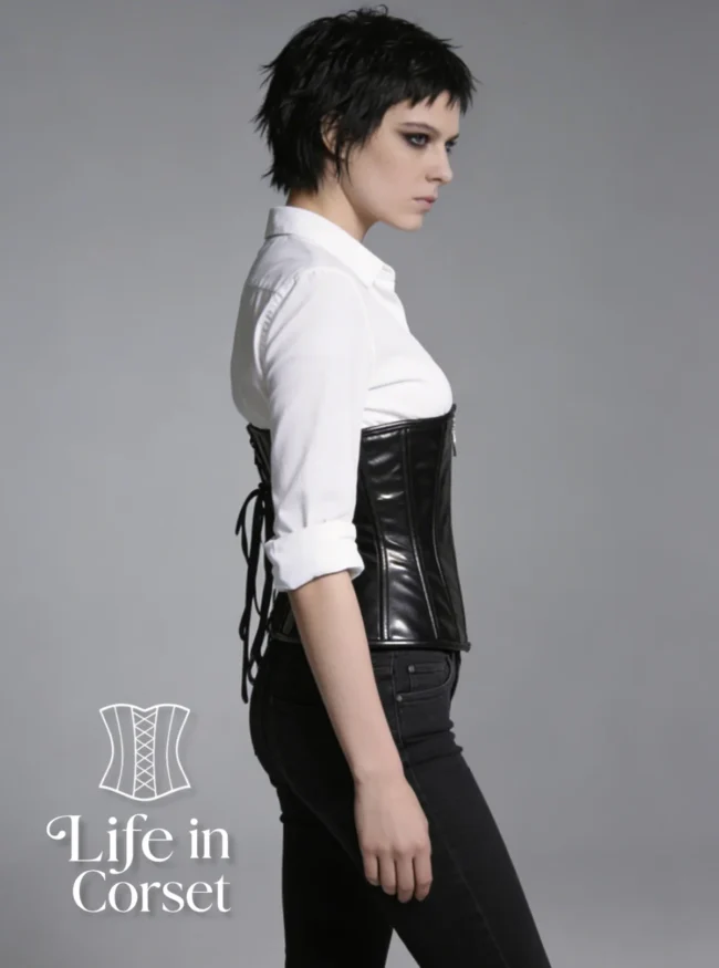 Corset en cuir à fermeture éclair serre-taille Octavia (profil) Corset en cuir à fermeture éclair serre-taille Octavia (profil)