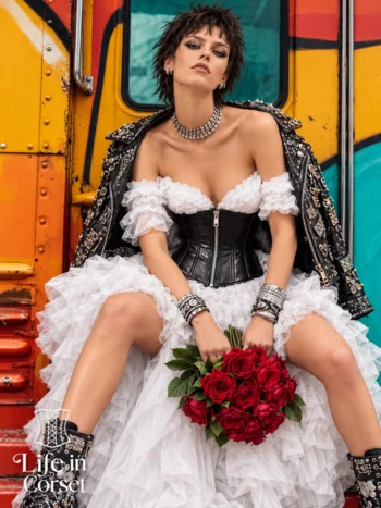 Corset en cuir à fermeture éclair serre-taille Octavia