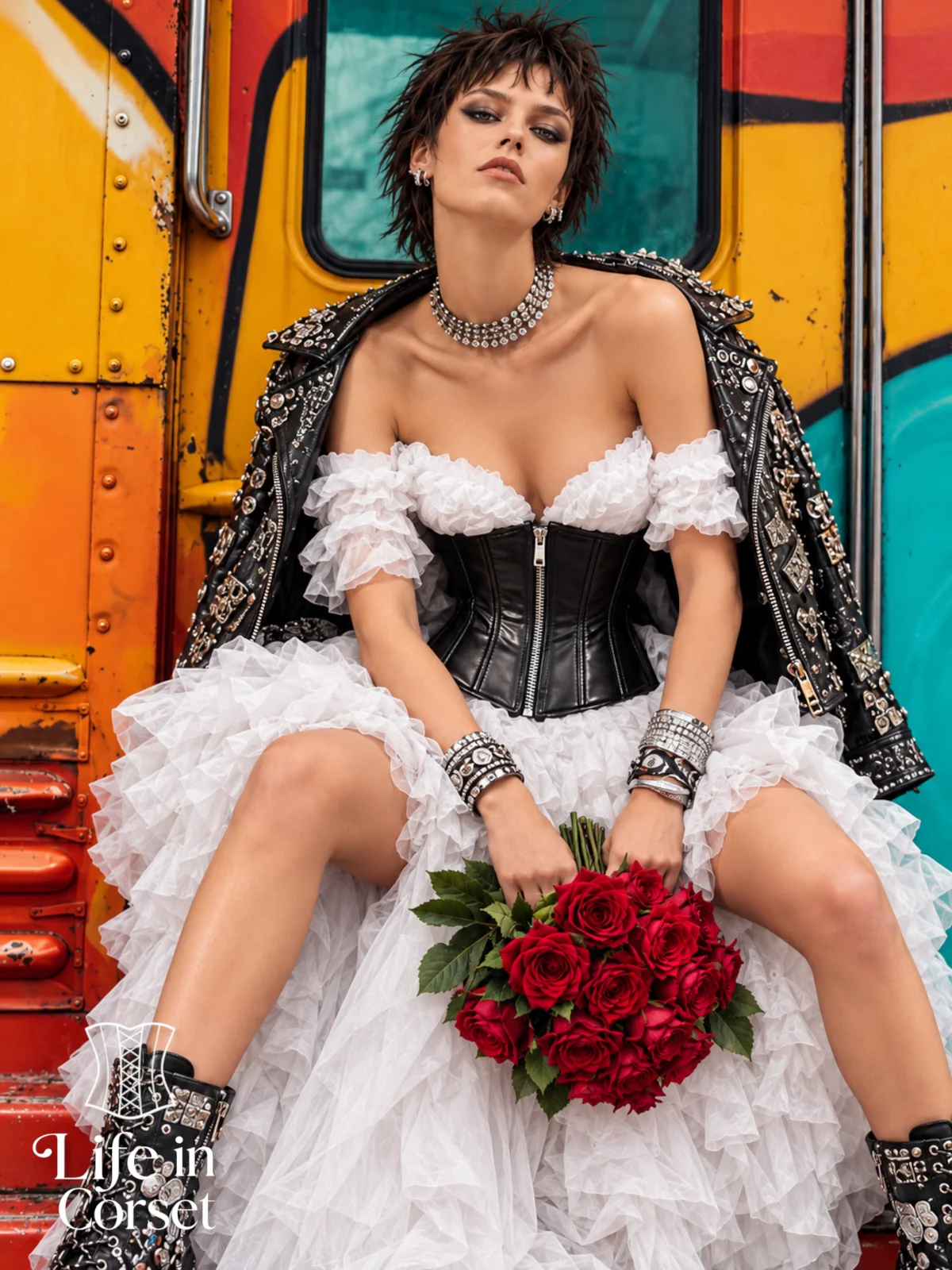 Corset en cuir à fermeture éclair serre-taille Octavia