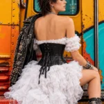 Corset en cuir à fermeture éclair serre-taille Octavia (vue de dos) Corset en cuir à fermeture éclair serre-taille Octavia
