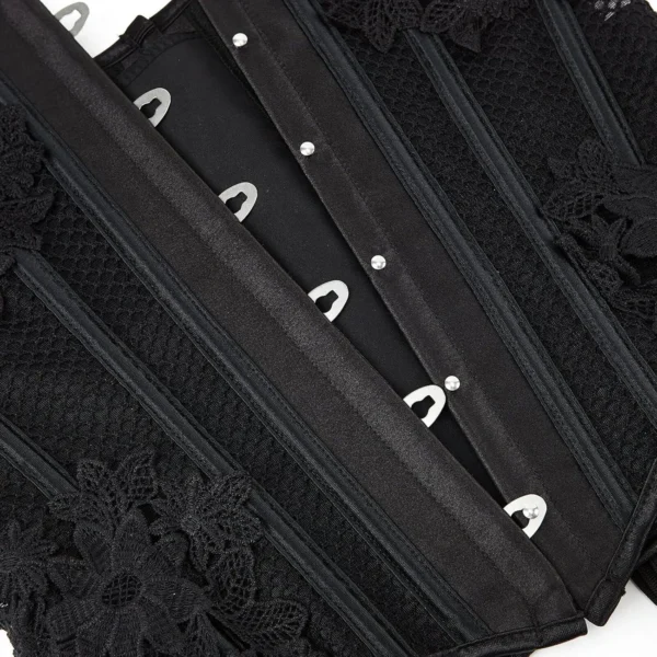 Corset en résille noir transparent avec broderies Noctua (2)