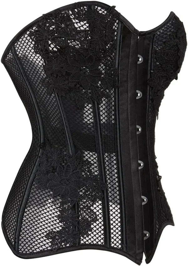 Corset en résille noir transparent avec broderies Noctua (4)