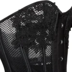 Corset en résille noir transparent avec broderies Noctua (5) Corset en résille noir transparent avec broderies Noctua (5)