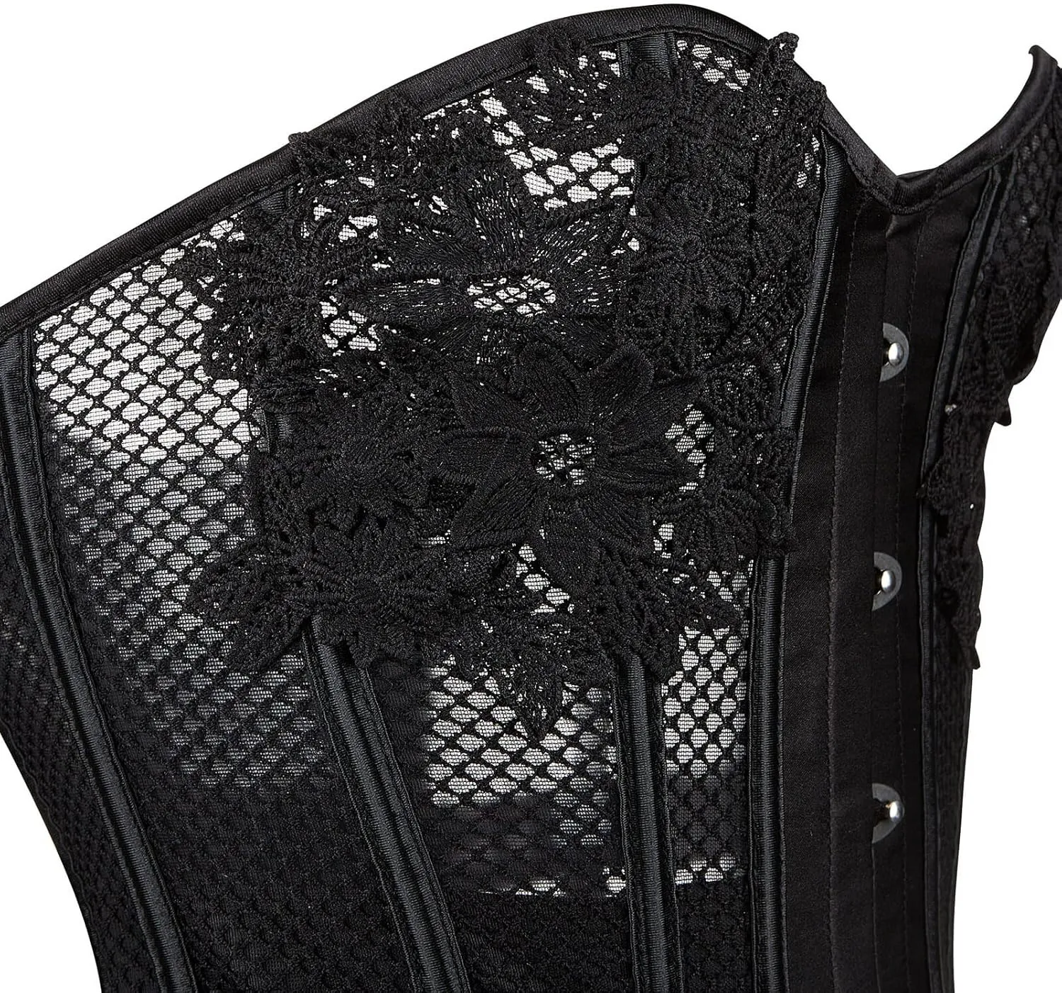 Corset en résille noir transparent avec broderies Noctua (5)